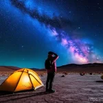 Home 12 칠레 날씨와 계절별 옷차림 - **Atacama Desert Stargazer:** A solo traveler, dressed in warm, layered outdoor clothing including a...