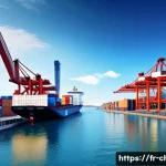Home 22 칠레와 한국의 무역 협정 - A vibrant international trade scene between two emerging economies, showcasing a bustling port with ...